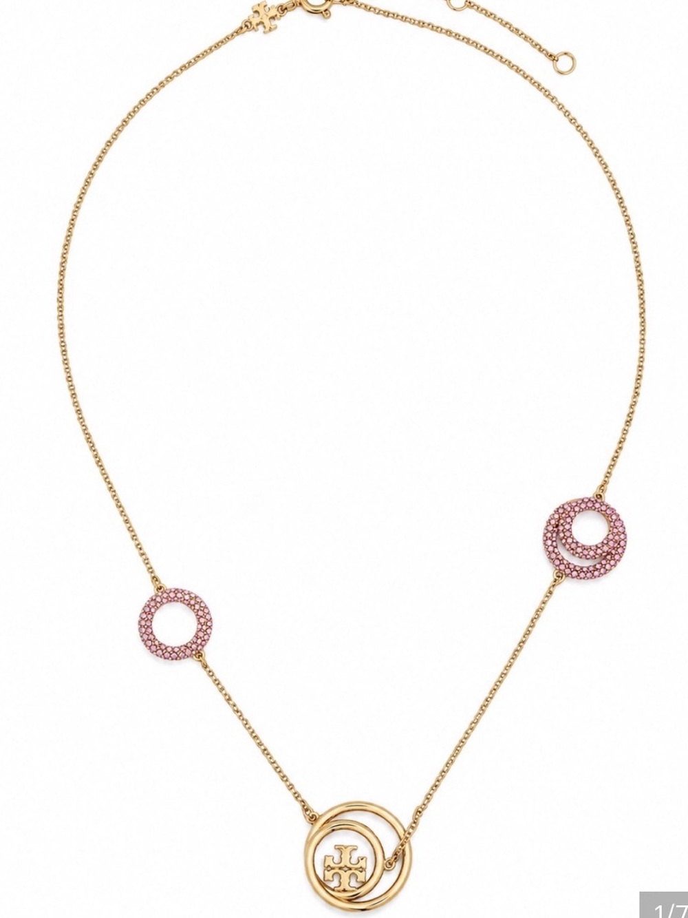 NWOT TORY BURCH MILLER
RINGS NECKLACE IN GOLD AND PINK